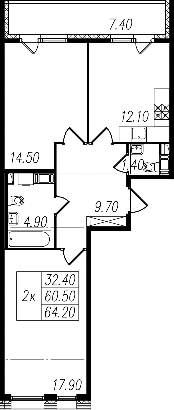 Продажа 2-комнатной новостройки, Санкт-Петербург, ул Манчестерская,  д. 1.1