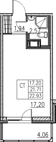 Студия 25 м<sup>2</sup> на 3 этаже Студия 25 м<sup>2</sup> на 3 этаже