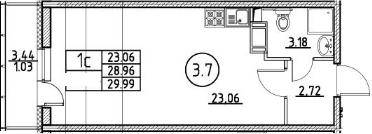 Студия 32 м<sup>2</sup> на 13 этаже Студия 32 м<sup>2</sup> на 13 этаже