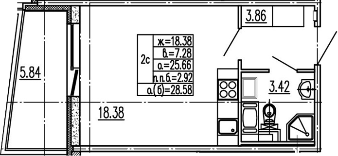 Студия 31 м<sup>2</sup> на 2 этаже Студия 31 м<sup>2</sup> на 2 этаже
