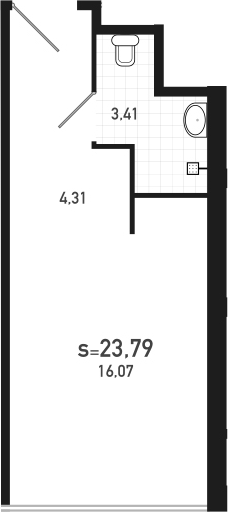 Студия 23 м<sup>2</sup> на 16 этаже Студия 23 м<sup>2</sup> на 16 этаже