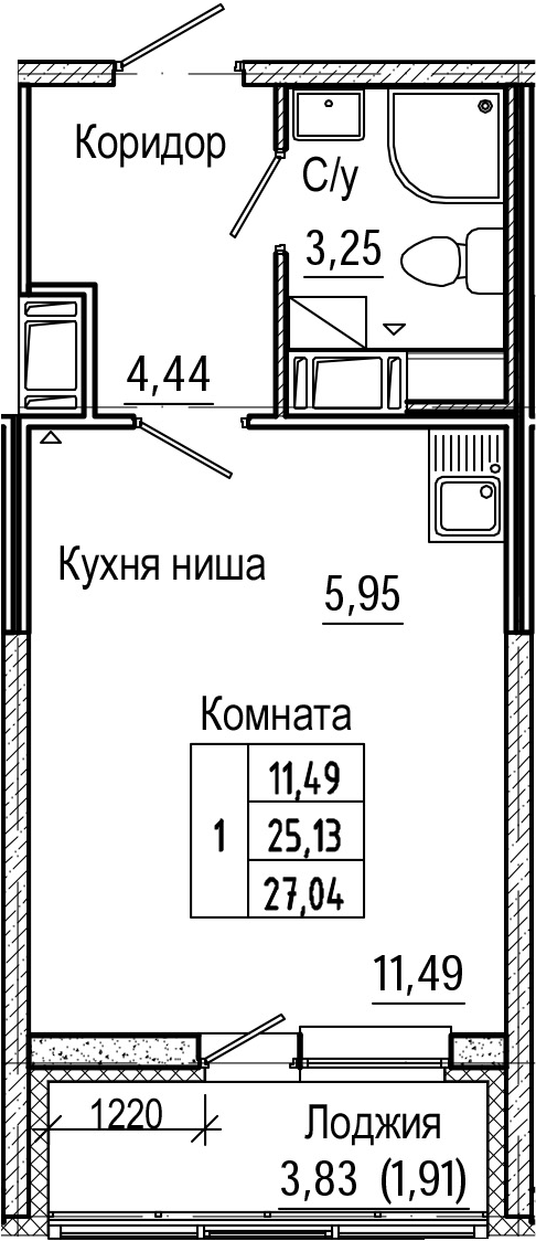 Студия 28 м<sup>2</sup> на 18 этаже Студия 28 м<sup>2</sup> на 18 этаже
