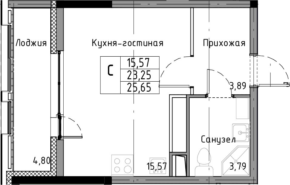 Студия 28 м<sup>2</sup> на 8 этаже Студия 28 м<sup>2</sup> на 8 этаже