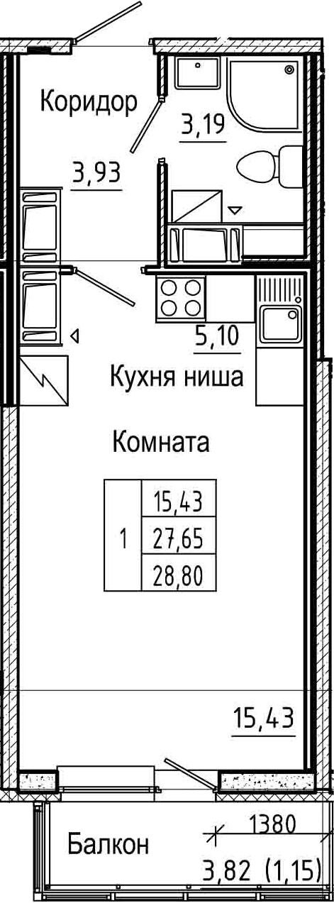 Студия 31 м<sup>2</sup> на 23 этаже Студия 31 м<sup>2</sup> на 23 этаже