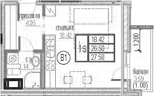 Студия 30 м<sup>2</sup> на 12 этаже Студия 30 м<sup>2</sup> на 12 этаже