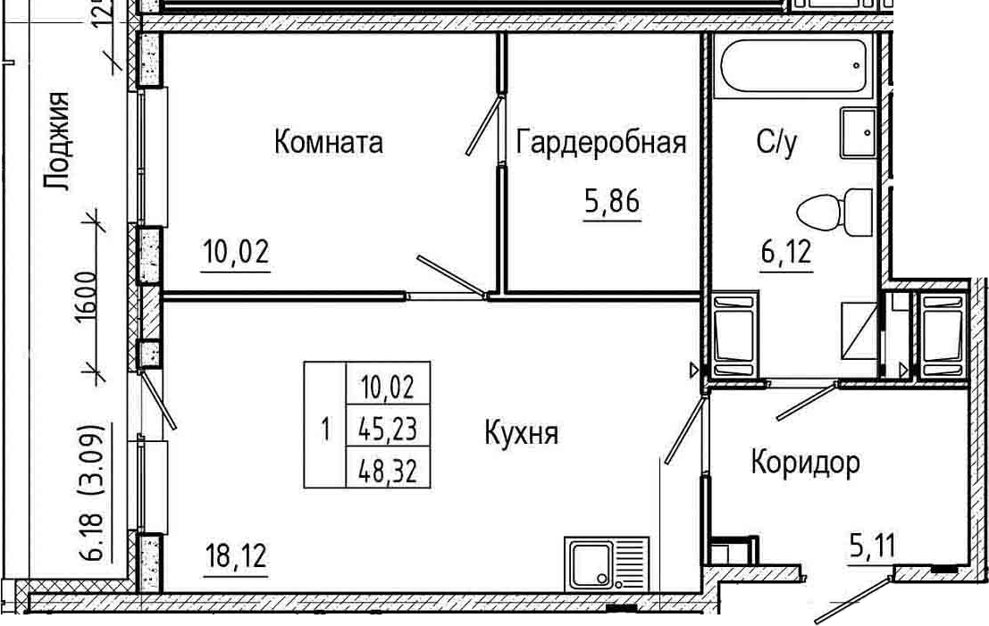 2-комнатная 51 м<sup>2</sup> на 2 этаже 2-комнатная 51 м<sup>2</sup> на 2 этаже