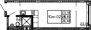 Студия 26 м<sup>2</sup> на 6 этаже Студия 26 м<sup>2</sup> на 6 этаже