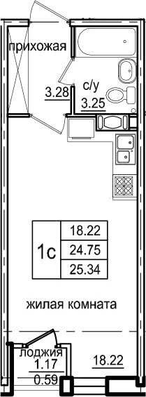 Студия 25 м<sup>2</sup> на 3 этаже Студия 25 м<sup>2</sup> на 3 этаже