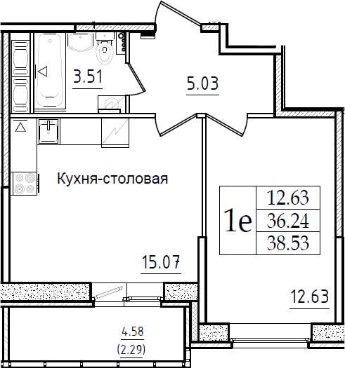 2-комнатная 40 м<sup>2</sup> на 7 этаже 2-комнатная 40 м<sup>2</sup> на 7 этаже