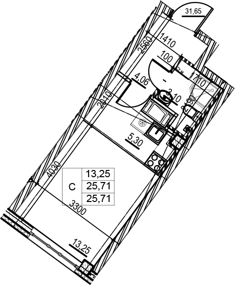 Студия 25 м<sup>2</sup> на 3 этаже Студия 25 м<sup>2</sup> на 3 этаже