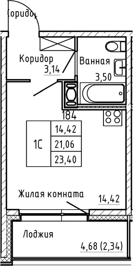 Студия 25 м<sup>2</sup> на 5 этаже Студия 25 м<sup>2</sup> на 5 этаже
