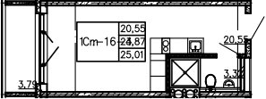 Студия 27 м<sup>2</sup> на 5 этаже Студия 27 м<sup>2</sup> на 5 этаже