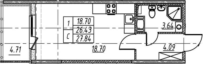 Студия 31 м<sup>2</sup> на 5 этаже Студия 31 м<sup>2</sup> на 5 этаже