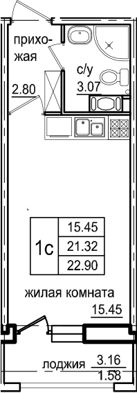 Студия 24 м<sup>2</sup> на 11 этаже Студия 24 м<sup>2</sup> на 11 этаже