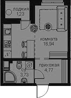 Студия 27 м<sup>2</sup> на 3 этаже Студия 27 м<sup>2</sup> на 3 этаже