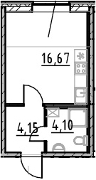 Студия 24 м<sup>2</sup> на 2 этаже Студия 24 м<sup>2</sup> на 2 этаже