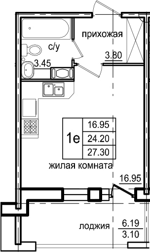 Студия 30 м<sup>2</sup> на 4 этаже Студия 30 м<sup>2</sup> на 4 этаже