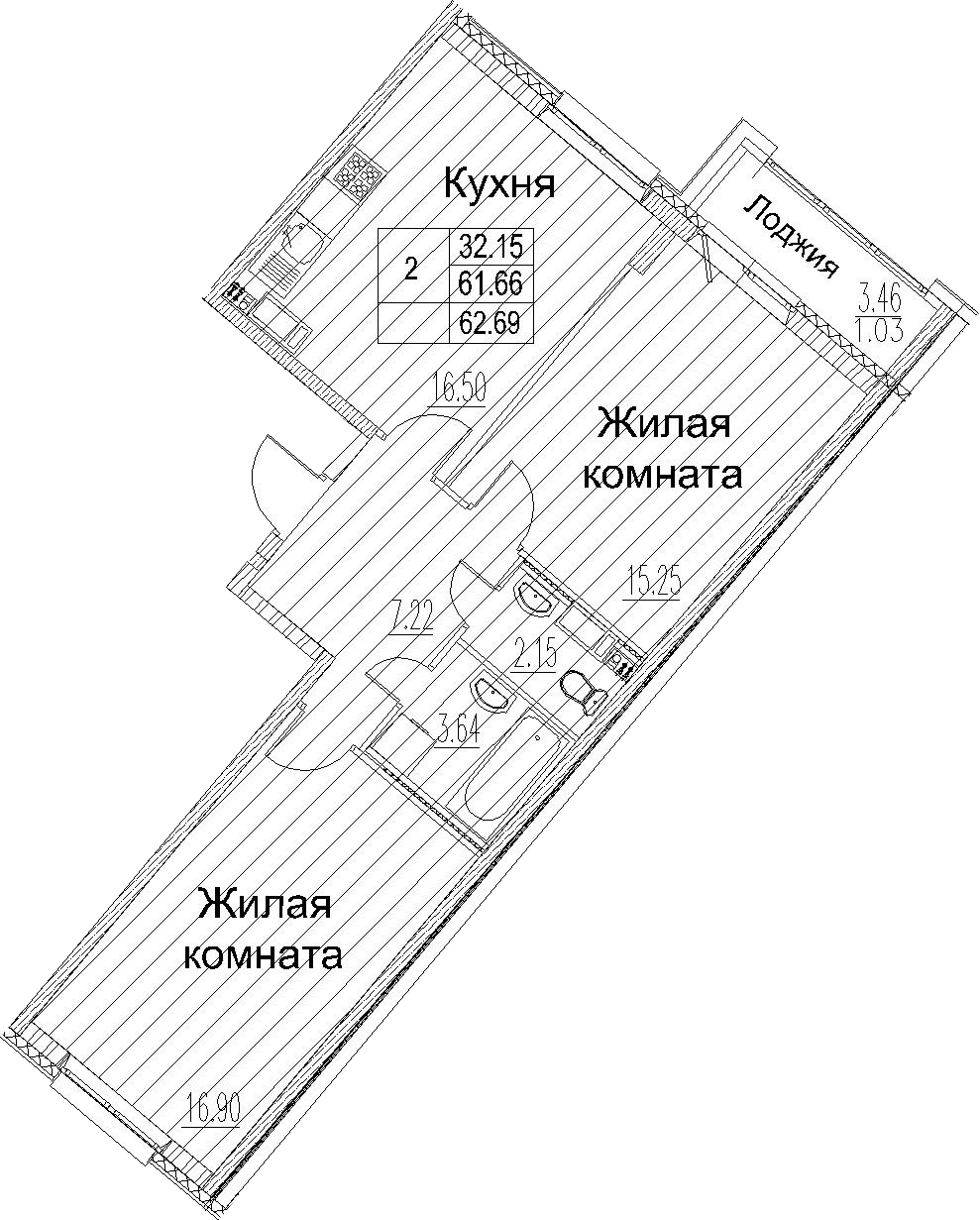 3-комнатная 65 м<sup>2</sup> на 3 этаже 3-комнатная 65 м<sup>2</sup> на 3 этаже
