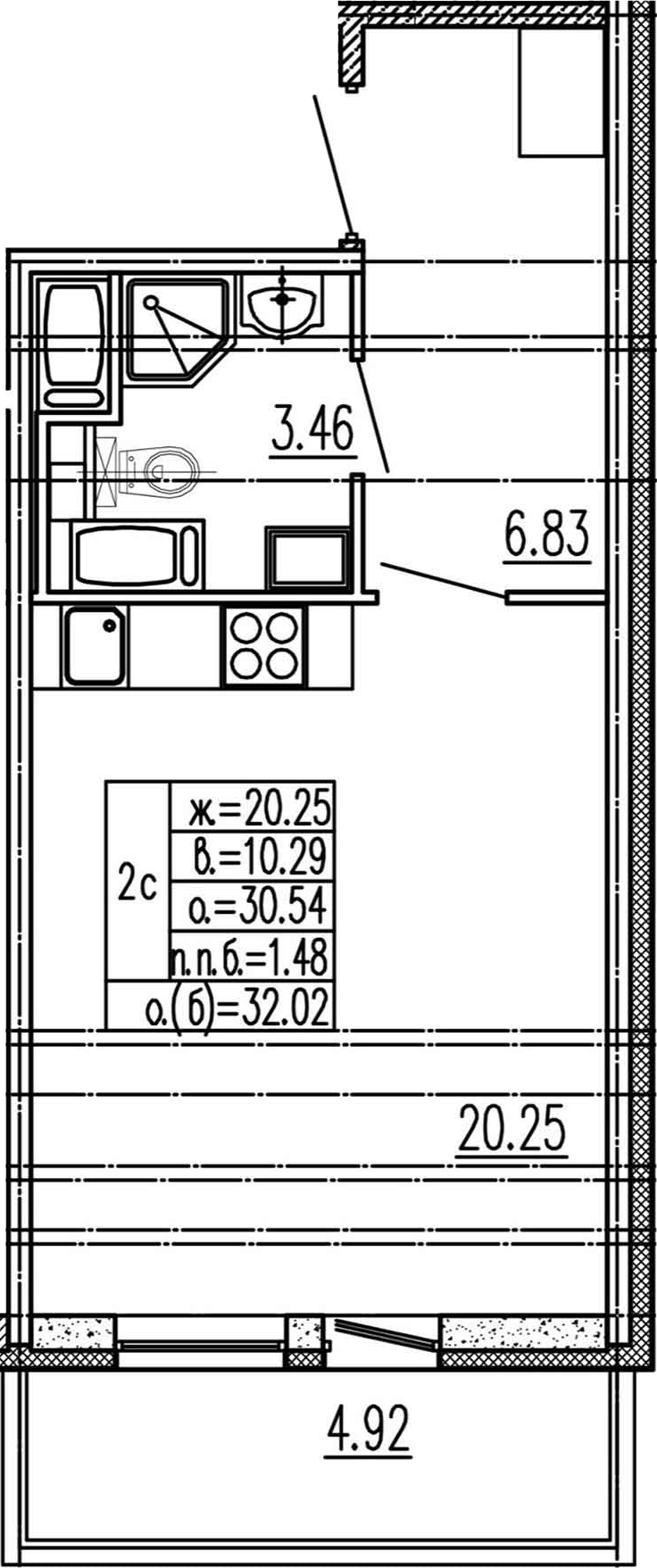 Студия 35 м<sup>2</sup> на 6 этаже Студия 35 м<sup>2</sup> на 6 этаже