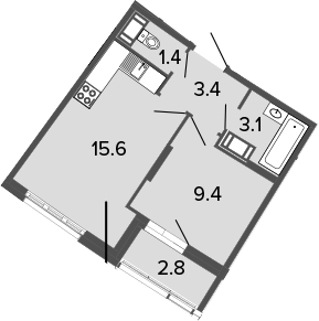 2-комнатная 35 м<sup>2</sup> на 10 этаже 2-комнатная 35 м<sup>2</sup> на 10 этаже