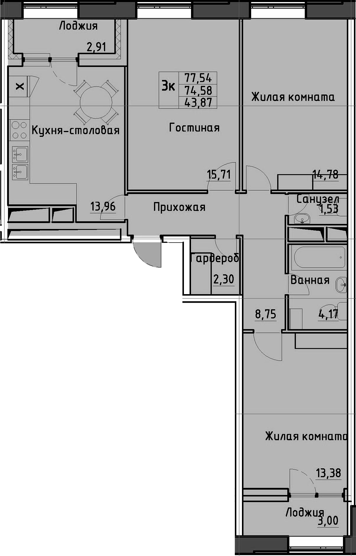 3-комнатная 80 м<sup>2</sup> на 2 этаже 3-комнатная 80 м<sup>2</sup> на 2 этаже