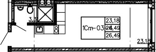 Студия 26 м<sup>2</sup> на 6 этаже Студия 26 м<sup>2</sup> на 6 этаже