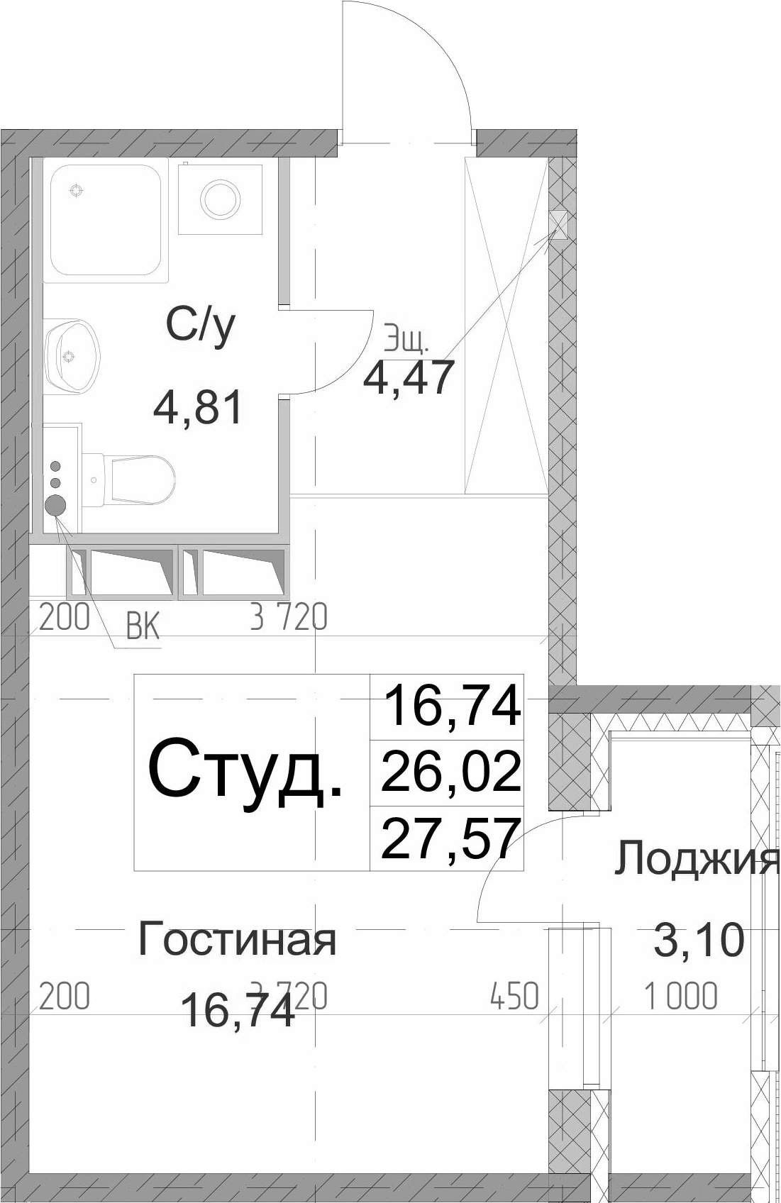 Студия 29 м<sup>2</sup> на 10 этаже Студия 29 м<sup>2</sup> на 10 этаже