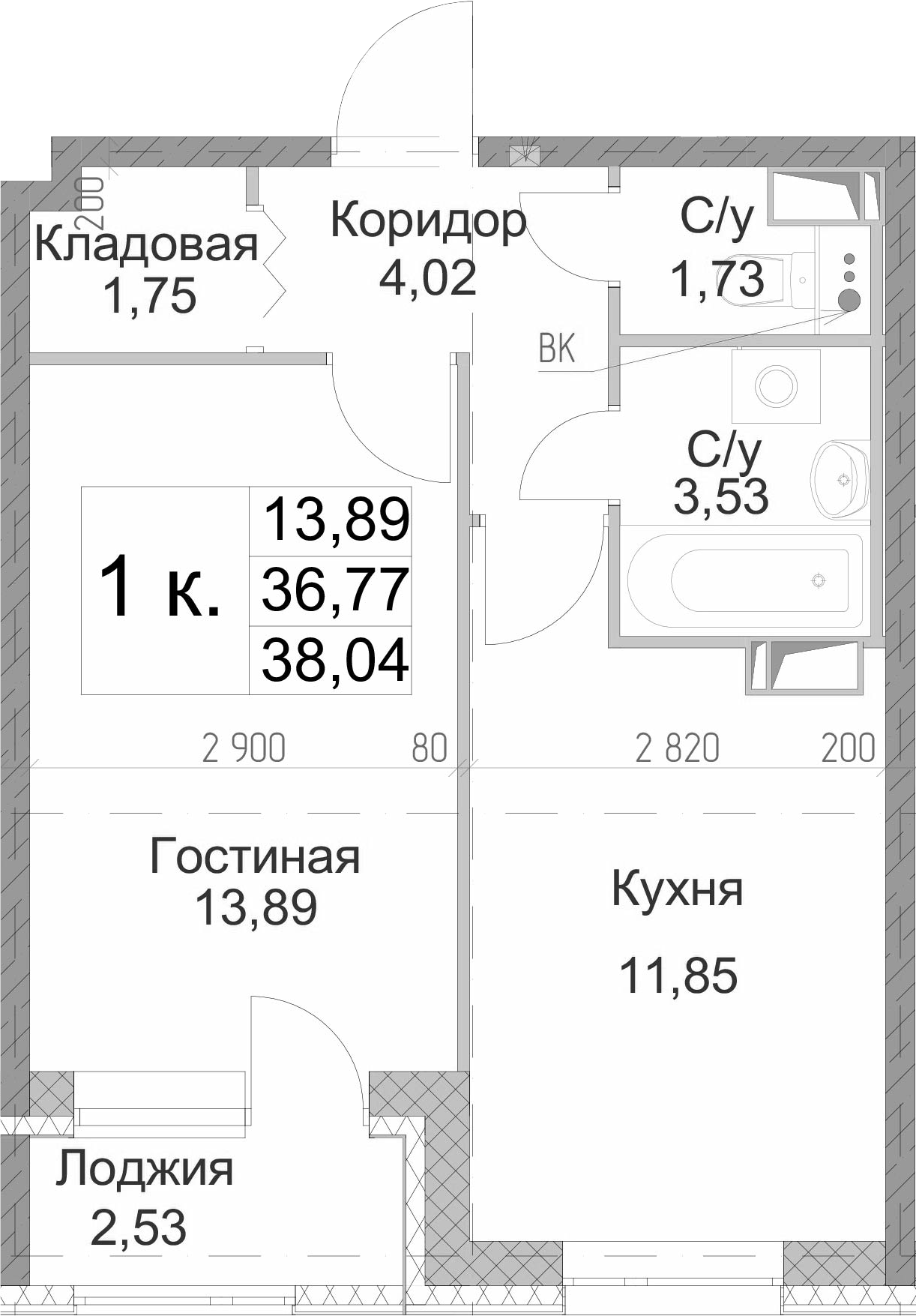 1-комнатная 39 м<sup>2</sup> на 9 этаже 1-комнатная 39 м<sup>2</sup> на 9 этаже