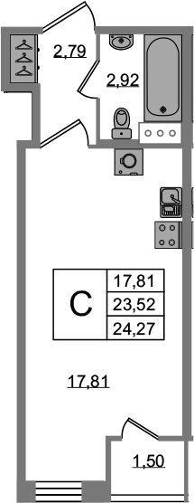 Студия 25 м<sup>2</sup> на 3 этаже Студия 25 м<sup>2</sup> на 3 этаже