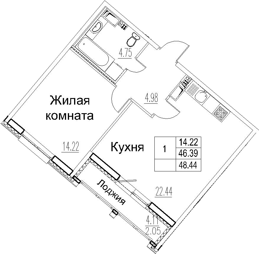 2-комнатная 50 м<sup>2</sup> на 10 этаже 2-комнатная 50 м<sup>2</sup> на 10 этаже