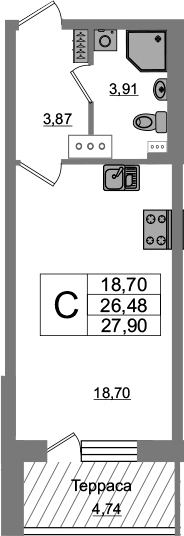Студия 31 м<sup>2</sup> на 5 этаже Студия 31 м<sup>2</sup> на 5 этаже