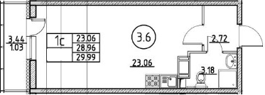 Студия 32 м<sup>2</sup> на 12 этаже Студия 32 м<sup>2</sup> на 12 этаже