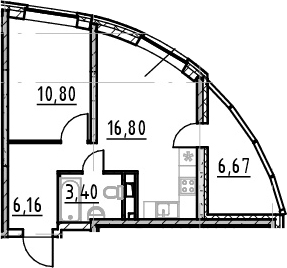 2-комнатная 43 м<sup>2</sup> на 5 этаже 2-комнатная 43 м<sup>2</sup> на 5 этаже
