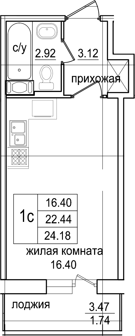 Студия 25 м<sup>2</sup> на 6 этаже Студия 25 м<sup>2</sup> на 6 этаже
