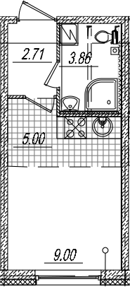 Студия 20 м<sup>2</sup> на 2 этаже Студия 20 м<sup>2</sup> на 2 этаже