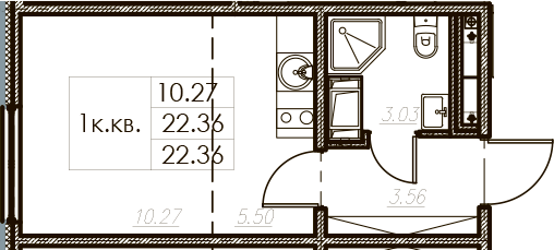Студия 22 м<sup>2</sup> на 11 этаже Студия 22 м<sup>2</sup> на 11 этаже