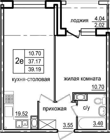 2-комнатная 41 м<sup>2</sup> на 2 этаже 2-комнатная 41 м<sup>2</sup> на 2 этаже