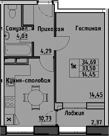 1-комнатная 35 м<sup>2</sup> на 13 этаже 1-комнатная 35 м<sup>2</sup> на 13 этаже