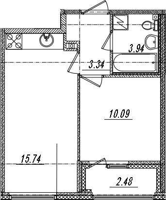 2-комнатная 35 м<sup>2</sup> на 10 этаже 2-комнатная 35 м<sup>2</sup> на 10 этаже