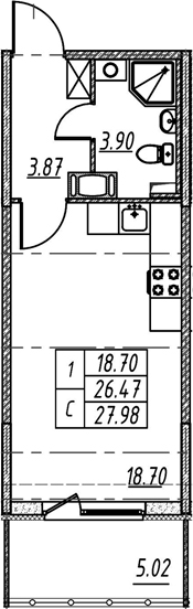 Студия 31 м<sup>2</sup> на 5 этаже Студия 31 м<sup>2</sup> на 5 этаже