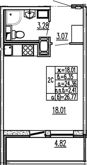 Студия 29 м<sup>2</sup> на 14 этаже Студия 29 м<sup>2</sup> на 14 этаже