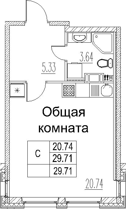 Студия 29 м<sup>2</sup> на 3 этаже Студия 29 м<sup>2</sup> на 3 этаже