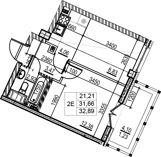 1-комнатная 35 м<sup>2</sup> на 8 этаже 1-комнатная 35 м<sup>2</sup> на 8 этаже