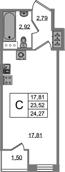 Студия 25 м<sup>2</sup> на 4 этаже Студия 25 м<sup>2</sup> на 4 этаже