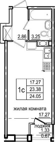 Студия 24 м<sup>2</sup> на 3 этаже Студия 24 м<sup>2</sup> на 3 этаже