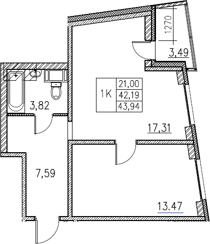 2-комнатная 45 м<sup>2</sup> на 2 этаже 2-комнатная 45 м<sup>2</sup> на 2 этаже