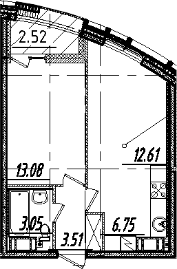 2-комнатная 41 м<sup>2</sup> на 6 этаже 2-комнатная 41 м<sup>2</sup> на 6 этаже