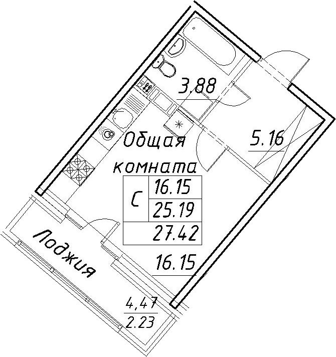 Студия 29 м<sup>2</sup> на 3 этаже Студия 29 м<sup>2</sup> на 3 этаже