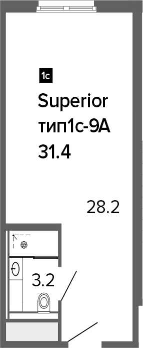 Студия 31 м<sup>2</sup> на 5 этаже Студия 31 м<sup>2</sup> на 5 этаже