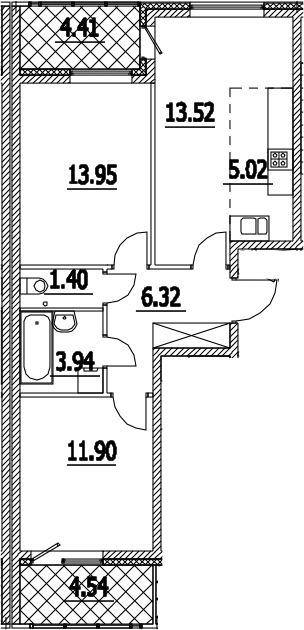3-комнатная 65 м<sup>2</sup> на 2 этаже 3-комнатная 65 м<sup>2</sup> на 2 этаже